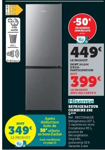 Hisense Réfrigérateur Combiné 292 L