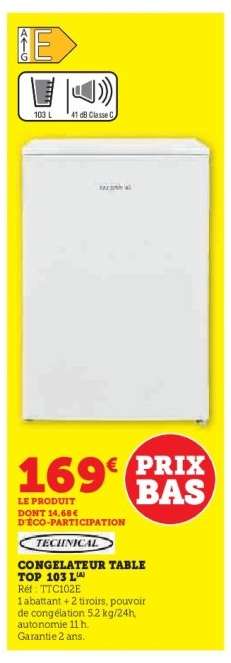 CONGELATEUR TABLE TOP 103 L