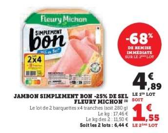 Jambon Simplement Bon -25% de Sel Fleury Michon
