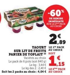 Yaourt sur lit de fruits Panier de Yoplait