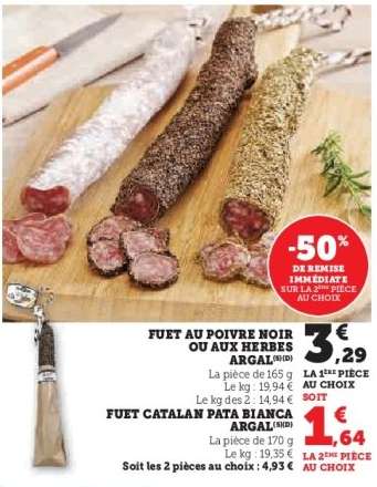 FUET AU POIVRE NOIR OU AUX HERBES ARGAL
