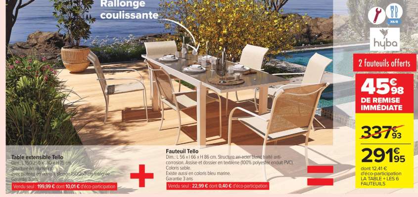 Table extensible Tello