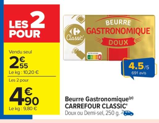 Beurre Gastronomique CARREFOUR CLASSIC’