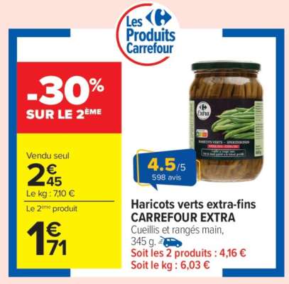 Haricots verts extra-fins CARREFOUR EXTRA