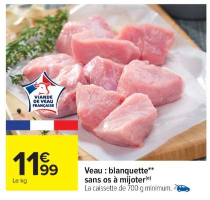 Veau : blanquette*/** sans os à mijoter
