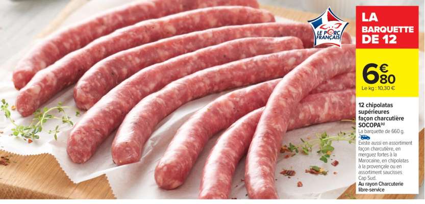 12 chipolatas supérieures façon charcutière SOCOPA®
