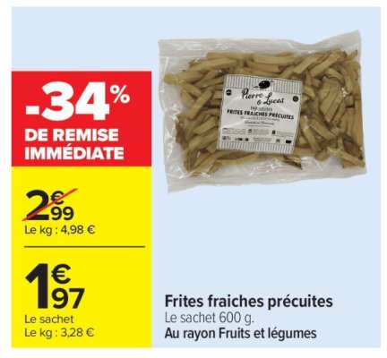 Frites fraiches précuites