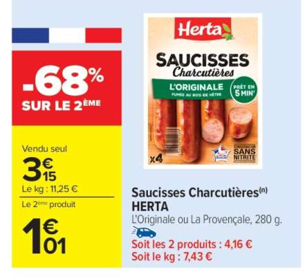 Saucisses Charcutières HERTA