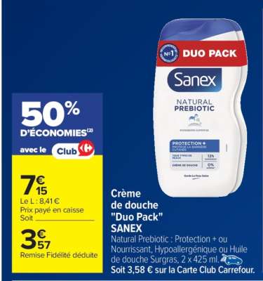 Crème de douche "Duo Pack" SANEX