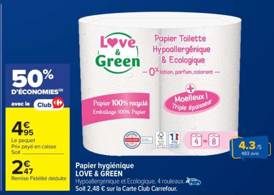 Papier hygiénique LOVE & GREEN