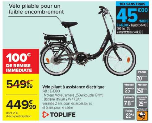 Vélo pliant à assistance électrique