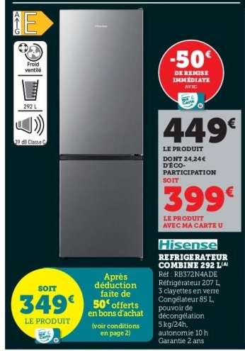 Hisense Réfrigérateur Combiné 292 L