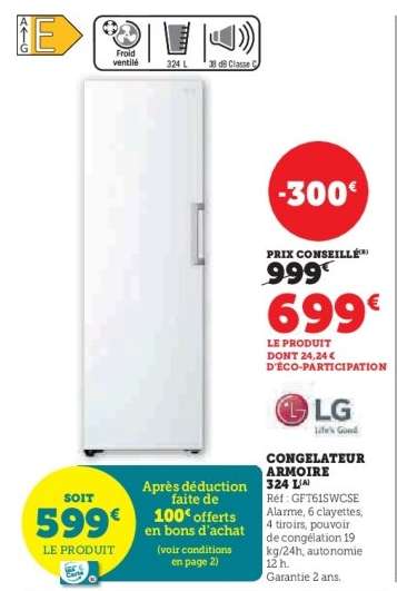 CONGELATEUR ARMOIRE 324 L