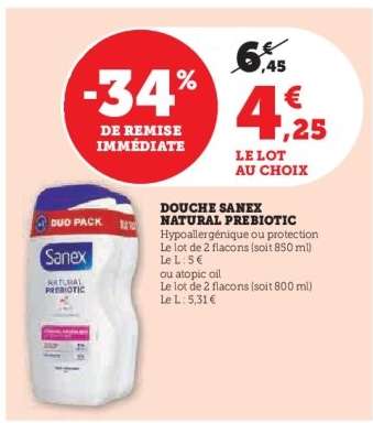 DOUCHE “SANEX NATURAL PREBIOTIC”