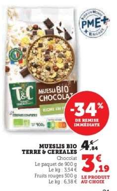 Mueslis Bio Terre & Céréales Chocolat