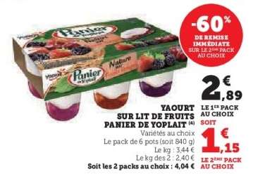 Yaourt sur lit de fruits Panier de Yoplait