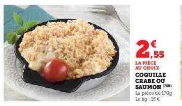 Coquille Crabe ou Saumon