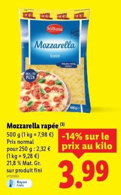 Mozzarella râpée