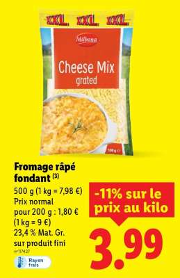 Fromage râpé fondant
