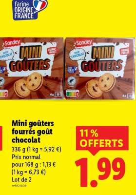 Mini goûters fourrés goût chocolat