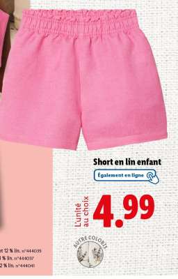 Short en lin enfant