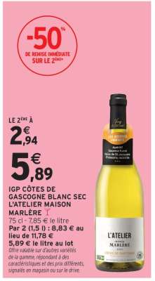 IGP CÔTES DE GASCOGNE BLANC SEC L'ATELIER MAISON MARLÈRE