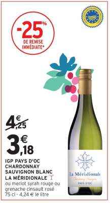 IGP PAYS D'OC CHARDONNAY SAUVIGNON BLANC LA MÉRIDIONALE