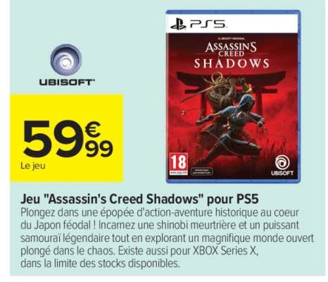 Jeu "Assassin's Creed Shadows" pour PS5