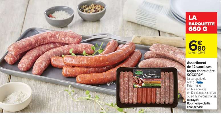 Assortiment de 12 saucisses façon charcuterie SOCOPA
