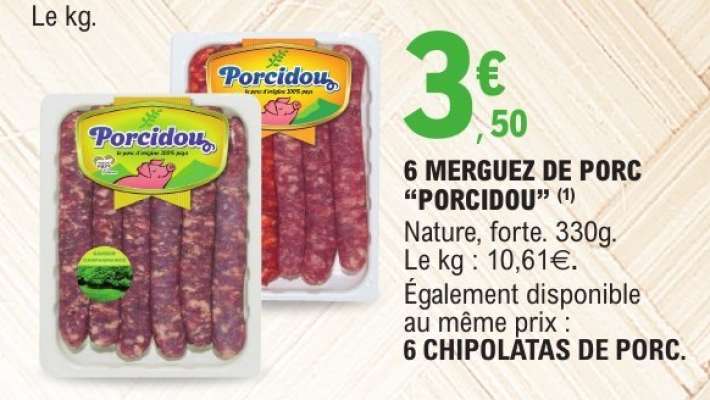 6 MERGUEZ DE PORC "PORCIDOU"
