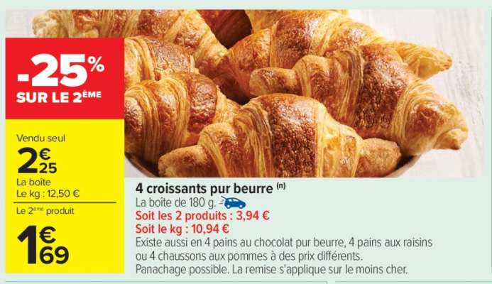 4 croissants pur beurre