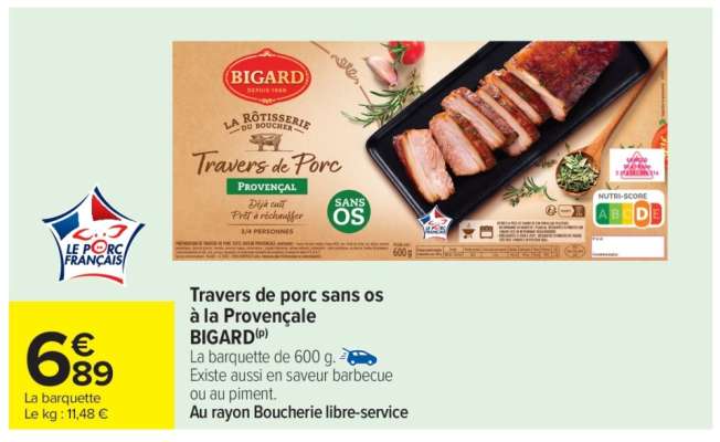 Travers de porc sans os à la Provençale BIGARD