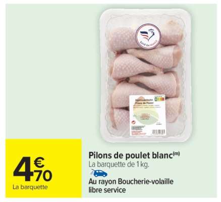 Pilons de poulet blanc