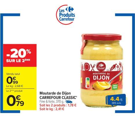 Moutarde de Dijon CARREFOUR CLASSIC'