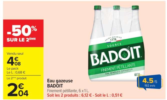 Eau gazeuse BADOIT