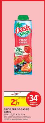 SIROP FRAISE-CASSIS OASIS