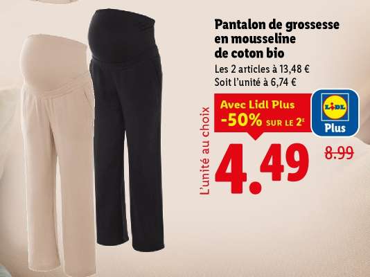 Pantalon de grossesse en mousseline de coton bio