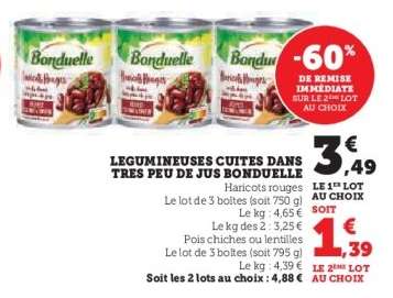 Légumineuses cuites dans très peu de jus Bonduelle