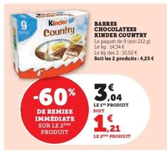 Barres Chocolatées Kinder Country
