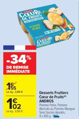 Desserts Fruitiers Coeur de Fruits ANDROS