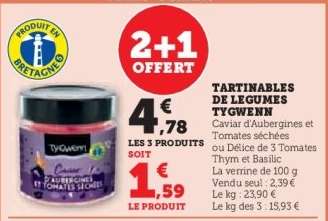 TARTINABLES DE LEGUMES TYGWENN
