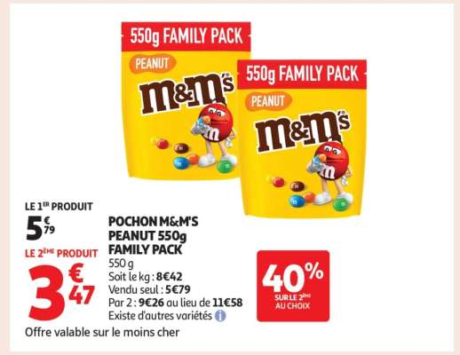 POCHON M&M'S PEANUT 550g FAMILY PACK
