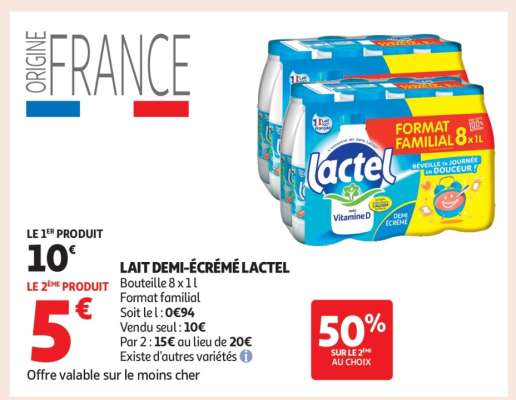 Lait Demi-Écrémé Lactel