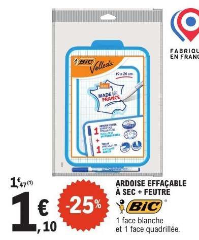 ARDOISE EFFAÇABLE À SEC + FEUTRE