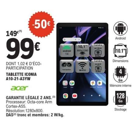 Tablette Iconia A10-21-A3YW