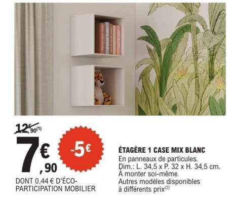 ÉTAGÈRE 1 CASE MIX BLANC