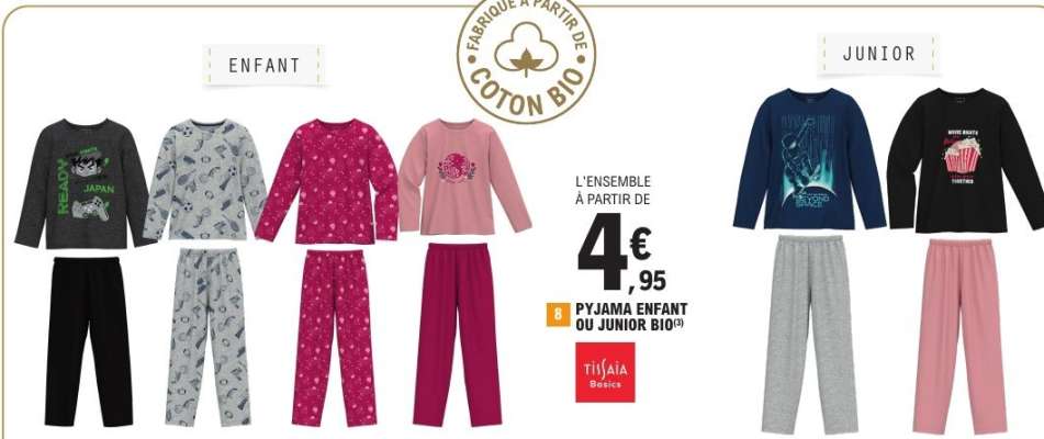 Pyjama Enfant ou Junior Bio