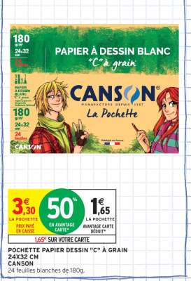POCHETTE PAPIER DESSIN "C" À GRAIN 24X32 CM