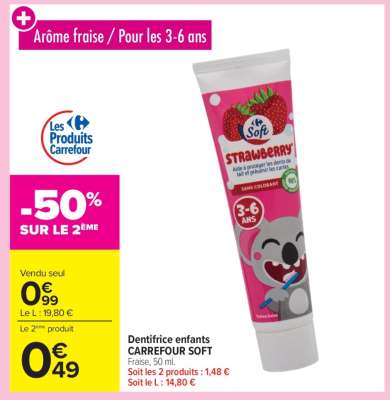 Dentifrice enfants CARREFOUR SOFT