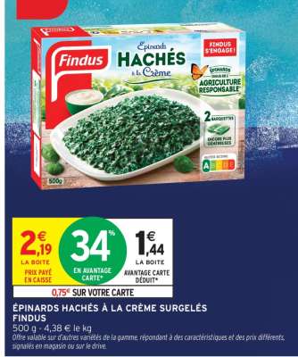 ÉPINARDS HACHÉS À LA CRÈME SURGELÉS
